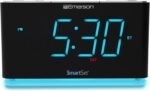 Emerson Smartset Alarm Clock Radio with Bluetooth Speaker with USB Port for iPhone/iPad/iPod/Android and Tablets, 1.4" Cyan LED Display and Night Light, ER100301 - Image 3