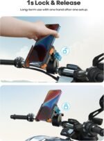 Lamicall Motorcycle Bike Phone Mount, 1s Lock Bike Phone Holder | Camera Friendly Bicycle Phone Clip, Scooter Phone Holder Gifts for iPhone Pro Max, Galaxy S25 Ultra, 4.7-7" Phones, Orange - Image 5
