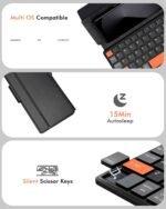 Doohoeek Universal Bluetooth Mini Keyboard, Wireless Compact Keyboard with Orange Navigation Keys & Any-Angle Stand for Android/iOS/Windows, Dual-Device Keypad for Phones/Galaxy Z Fold/iPad mini - Image 8