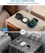 Fold Magnetic Wireless Charger for iPhone: Compact Charging Pad Fit Travel | 3 in 1 Charging Station for Magsafe Apple Watch iPhone 17 16 15 14 13 12 & Airpod - Charger Dock for Travel Bedside Office - Image 7