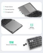 Samsers Foldable Bluetooth Keyboard with Touchpad, Ultra Slim Compact,Grey | Multi-touch Trackpad, Full Size, Phone Holder, USB-C Charging, 1 Device, for Android Windows iOS Mac OS, Mobile Productivity - Image 7