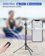 EMART 62’’ Cell Phone Tripod Stand with Remote for iPhone and Android | Compact lightweight design easy to carry for travel & outdoor use，works great for live streaming, vlogging, filming - Image 7