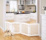 PAWLAND Wooden Freestanding Foldable Pet Gate for Dog,24" H Dog Gate Indoor | Dog Gate for Doorway, Stairs, the House, Step Over Fence, Extra Wide, Room Divider, Front Door, Hallway, 4 Panels, White - Image 2