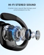 Active Noise Cancelling Ear Buds Wireless Earbuds 90H Playtime Bluetooth Headphones Stereo Bass Over-Ear Hooks Earphones with Power Display Case IPX7 Waterproof Headset for Workout/Running, Black - Image 6
