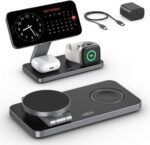 UEQ Foldable 3 in 1 Wireless Charging Station for Apple Magsafe Charger Stand,Fast Magnetic Wireless Charger Station for iPhone 17 Air 16 15 14 13 12 Series,Airpods Pro,Apple Watch Ultra (Pure Black) - Image 2