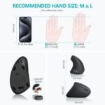 Lekvey Ergonomic Mouse, Rechargeable Vertical Wireless Mouse, Comfort Grip | Long Battery Life, USB-C Charging, Quiet Click, Carpal Tunnel Support, 2.4G Wireless, 3DPI 800/1200/1600, for Laptop, Mac, PC - Image 7