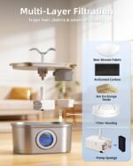 3.2L/108oz Stainless Steel Cat Water Fountain Pet Fountain | Automatic Pet Water Dispenser - Self-Designed Filtration System - Ultra-Quiet Pump - Easy Cleaning & Maintenance (3 Filters) - Image 5