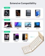 Samsers Foldable Bluetooth Keyboard with Touchpad, Ultra Slim Compact, Gold | Multi-touch Trackpad, Full Size, Phone Holder, USB-C Charging, 1 Device, for Android Windows iOS Mac OS, Mobile Productivity - Image 5