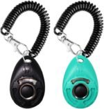 OYEFLY Dog Training Clicker with Wrist Strap Durable Lightweight Easy to Use, Pet Training Clicker for Cats Puppy Birds Horses. Perfect for Behavioral Training 2-Pack (Black and Water Lake Blue) - Image 2