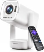 Aurzen Roku TV D1R air USB-C Powered Smart Portable Outdoor Projector White | Roku TV Built-in, WiFi & Bluetooth, Power Bank Supported, Native 1080P, DoIby Audio, Mini Projector for Home & Outdoor Movies - Image 2
