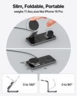 UEQ Foldable 3 in 1 Wireless Charging Station for Apple Magsafe Charger Stand,Fast Magnetic Wireless Charger Station for iPhone 17 Air 16 15 14 13 12 Series,Airpods Pro,Apple Watch Ultra (Pure Black) - Image 4