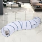 Sheldamy Cat Tunnel, S-2-Way Cat Tunnels for Indoor Cats, Collapsible Cat Play Tunnel, Interactive Toy Maze Cat House with 1 Play Ball for Cats, Puppy, Kitty, Kitten, Rabbit (White & Gray) - Image 8
