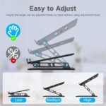 Adjustable Laptop Stand for Desk, Metal Laptop Riser Holder | Portable Desktop Book Stands, Foldable Ventilated Cooling Computer Notebook Stand Compatible with 10-15.6” Laptops, Tablets - Image 4