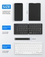 Samsers Ultra Slim Foldable Bluetooth Keyboard for Phone Tablet PC, Black | PU Leather Cover, Phone Stand, Palm-Sized, BT x 1, Portable Compact Design, for Travelers Typist, On-the-go, Mobile Working - Image 10