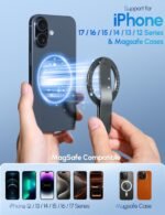 GripMate for MagSafe Phone Grip for iPhone - Magnetic Phone Ring Holder Detachable for iPhone 17 - Comfortable Finger Phone Ring Grip for Apple 16/15/14/13/12,Black - Image 3
