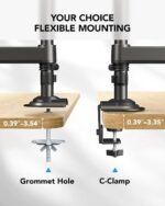 HUANUO 17-32 Inch Dual Monitor Stand, Vertical Dual Monitor Mount, Monitor Stand 2 Monitors, Ergonomic Adjustable Tilt/Swivel/Rotate, Weight Max 19.8 lbs, VESA 75/100mm - Image 8