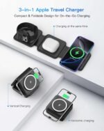 Fold Magnetic Wireless Charger for iPhone: Compact Charging Pad Fit Travel | 3 in 1 Charging Station for Magsafe Apple Watch iPhone 17 16 15 14 13 12 & Airpod - Charger Dock for Travel Bedside Office - Image 4