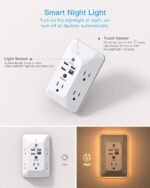 Outlet Extender with Night Light, Multi Plug Wall Outlet, Surge Protector | Multiple Electrical Outlet Splitter Expander, 4 USB Ports (1 USB C) Wall Charger, Plug Extension Adapter for Home, Dorm, RV - Image 3