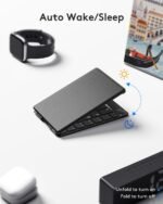 Samsers Ultra Slim Foldable Bluetooth Keyboard for Phone Tablet PC, Black | PU Leather Cover, Phone Stand, Palm-Sized, BT x 1, Portable Compact Design, for Travelers Typist, On-the-go, Mobile Working - Image 6