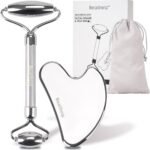 Bealihelp Face Roller and Gua Sha, Stainless Steel Facial Roller and Guasha Tool for Face, Skin Care Roller for Wrinkles and Lifting, Improve Puffiness, Metal Face Massager for Eyes, Neck Tighten - Image 2