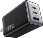 128W USB C Wall Charger,GaN III 3-Port Fast Charging Station,PD QC Foldable Charger Block Portable 65W Laptop Adapter for MacBook Pro/Air,iPad Pro,Galaxy S23,Dell XPS 13,iPhone 17/16/Pro etc - Image 2