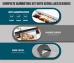 Buyounger 9 Inch Thermal Laminator Machine Set with 40 Sheets | Fast 1 Min Warmup, 340mm/min Speed, ABS Anti Jam Button, Cold Mode, Included Trimmer & Corner Rounder for Home School Office - Image 7