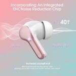 Wireless Earbuds, Bluetooth 5.4 Headphones HiFi Stereo, Bluetooth Earbuds | With ENC Noise Cancelling Mic, IP7 Waterproof in Ear Earphones, 48H, LED Display Ear buds for Pad Phones Workout, Rose Gold - Image 4