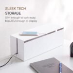 Yamazaki Home Cable Management Box – Cord Organizer Box with Lid, Minimalist Cable Storage for Office, ABS Plastic | Sleek cable storage container for office spaces. Removable lid prevents dust buildup. Helps keep everyday tech organized. - Image 6