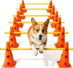 Dog Agility Course Backyard Set, Dog Agility Hurdle Cone Set | Height Adjustable Crossbar for Rehabilitation & Beginners, Dog Agility Equipment for Dog Obstacle Course - 12 Inch Orange - Image 2
