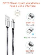 USB C Cable 6ft 5Pack, 3A Fast Charging Nylon Braided Type C Cord | Tpc001 USB C Charger Cable with Durable Braided Design, Compatible with Samsung Galaxy S10e S10 S9 S8 Plus Note 9 A80 A50 A20 - Image 3