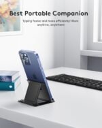 Samsers Ultra Slim Foldable Bluetooth Keyboard for Phone Tablet PC, Black | PU Leather Cover, Phone Stand, Palm-Sized, BT x 1, Portable Compact Design, for Travelers Typist, On-the-go, Mobile Working - Image 4