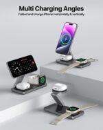 UEQ Foldable 3 in 1 Wireless Charging Station for Apple Magsafe Charger Stand,Fast Magnetic Wireless Charger Station for iPhone 17 Air 16 15 14 13 12 Series,Airpods Pro,Apple Watch Ultra (Pure Black) - Image 9