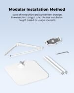 Viozon Tablet Floor Stand Holder, Compatible with 4.7"-13" Phone/Tablet, iPhone 15 Plus/Pro Max iPad,Kindle, 68" Phone Stand, Aluminum Alloy, Universal 360° Rotatable,for Bed,Sofa,Desk,White - Image 7