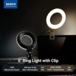 NEEWER Basic 5" Ring Light for Video Conference Lighting, Clip on Light Kit with Desk Tripod Stand for Monitor Laptop Computer Zoom Call Live Streaming Remote Working Learning Video Recording, BR60 - Image 3