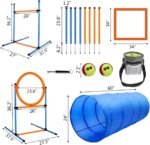 Dog Agility Training Equipment, 60-piece Dog Obstacle Course Training Starter Kit Pet Outdoor Game with Tunnel, Agility Hurdle, Weave Poles, Jump Ring, Pause Box, Toy Balls and Storage Bag | Training Starter Set: 8 Weave Poles, Adjustable Hurdle, Jump Ring, Tunnel, Pause Box, Balls, Whistle, Pouch and 2 Carry Bags - Image 6