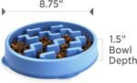 Outward Hound Fun Feeder Slo Bowl – Medium 2‑Cup Capacity, Slow Feeding, Small to Medium Dogs & Cats, Non-Slip, Blue, Notch Pattern - Image 8