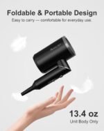 ANNLARY Hair Dryer with Comb, ANNLARY 1800W Blow Dryer with Diffuser for Curly Hair, Plasma Ionic Hair Dryer for Frizz Control, Foldable Portable Low Noise Hairdryer, 6.5 ft ALCI Cord - Image 6