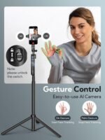70.9" Auto Face Tracking Tripod 360° Rotation w/Light(UTK-02) | Phone Tripod for iPhone & Android,No App Needed,w/ Remote Control,Gesture Control,LED Light,1/4"Screw Mount,Video Recording - Image 4