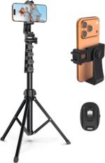 Liphisy 64” Tripod for Cell Phone & Camera, Phone Tripod with Remote and Phone Holder, Sturdy & Stable Height Adjustable Multi-Angle Shot Selfie Stick Tripod for Video Recording - Image 2