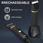 OLOV Electric Body Hair Trimmer - Groin Trimmer for Men - Bikini Trimmer Women - Wet/Dry Shaver Groomer, Replaceable Ceramic Blade Heads, USB Recharge Dock, Waterproof Hygiene Razor,Black - Image 7