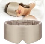 SECZIPE 100% Mulberry Silk Sleep Mask Eye Mask for Women Man with Adjustable Band, for Side Sleeper Blackout Sleep Mask for Travel Rest and Office Large Size (Taupe) - Image 2