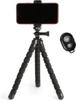 Amazon Basics Portable and Flexible Tripod with Wireless Remote and Smartphone Clamp, 10-inch, Black - Image 2