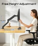 Pholiten Single Monitor Mount for up to 35" Screens | Fully Adjustable Gas Spring Arm, Holds up to 24lb, VESA 75/100mm, Black - Image 6