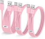 LOFPYE 3-Pack Pink [3.3FT+3.3FT+6FT] USB A to USB C Cable，USB to USB C Car Carplay Cable for iPhone 16 15 Pro Plus Pro Max，for iPad Pro/Air/Mini，for Samsung S24/S23/S22，for MacBook Pro/Air and More - Image 2