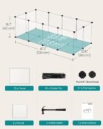SONGMICS 20 Panels Pet Playpen with Floor, Small Animal Playpen, Pet Fence Indoor, DIY Plastic Enclosure for Guinea Pigs, Bunny, Hamsters, Hedgehogs, 49.2 x 24.8 x 16.5 Inches, White ULPC001W01 - Image 7