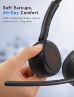 AOC Wireless Headset with Mic for Work, Bluetooth 5.4 Headphones-Dark Black | AI Noise-Canceling Mic for Clear Calls, Computer Headset with Mic Mute & USB A/C Dongle for PC, Computer, Laptop - Image 6