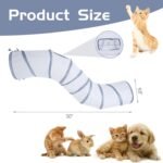 Sheldamy Cat Tunnel, S-2-Way Cat Tunnels for Indoor Cats, Collapsible Cat Play Tunnel, Interactive Toy Maze Cat House with 1 Play Ball for Cats, Puppy, Kitty, Kitten, Rabbit (White & Gray) - Image 3