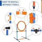 Dog Agility Training Equipment, 60-piece Dog Obstacle Course Training Starter Kit Pet Outdoor Game with Tunnel, Agility Hurdle, Weave Poles, Jump Ring, Pause Box, Toy Balls and Storage Bag | Training Starter Set: 8 Weave Poles, Adjustable Hurdle, Jump Ring, Tunnel, Pause Box, Balls, Whistle, Pouch and 2 Carry Bags - Image 8