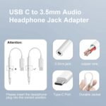 Duyasurs 2 Pack USB C to 3.5mm Headphone Jack Adapter, USB C to Aux Audio Dongle Cable Cord Compatible with iPhone 17/16/15 Pro/15 Pro Max, iPad Pro, MacBook, Samsung S21-24, Pixel 7/6/5 - Image 6
