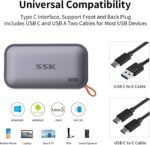 SSK Portable SSD 500GB External Solid State Hard Drive USB C Up to 1050MB/s | USB3.2 Gen2 A&C Cable, SMART & TRIM, 4KHDR ProRes, LED Light, OTG, iPhone 15/16/17Pro Wide Compatible, Aluminum - Image 5